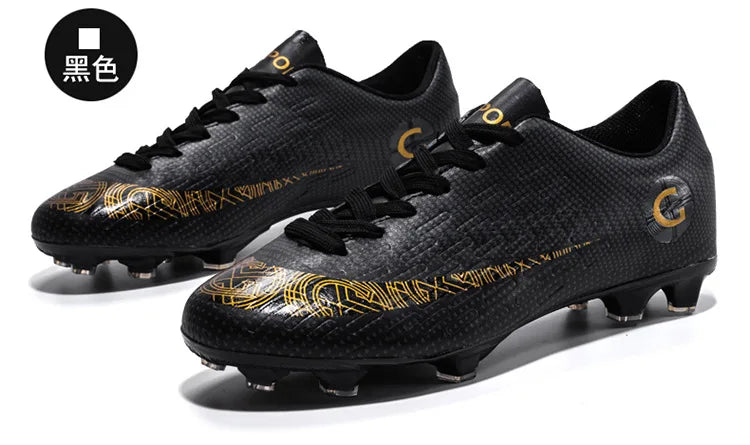 WaterMonkey Adults Men's Football Shoes Long Spike Soccer Shoes Outdoor Lawn AG Cleats Low Top Training Soccer Sneakers