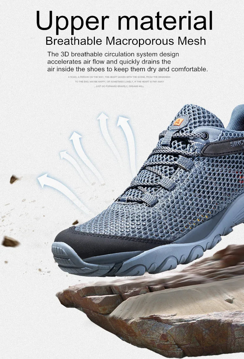 HUMTTO New Summer Hiking Sneakers Shoes for Men Breathable Outdoor Trekking Sport Mens Shoes Climbing Hunting Walking Man Shoes