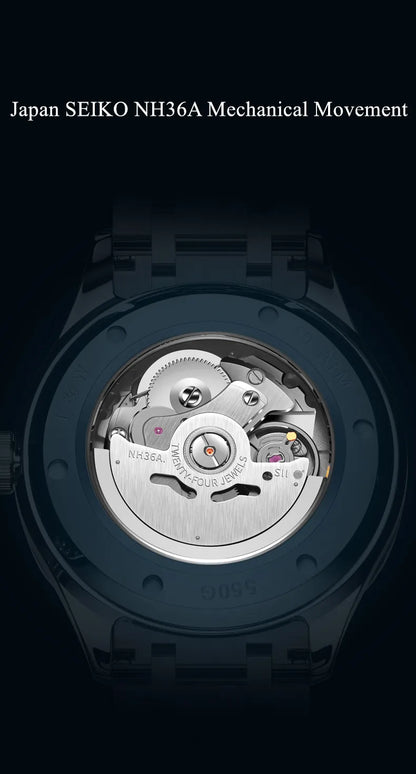 Reloj CARNIVAL para hombre de tungsteno, reloj mecánico de lujo con movimiento automático NH36, reloj de pulsera impermeable para hombre