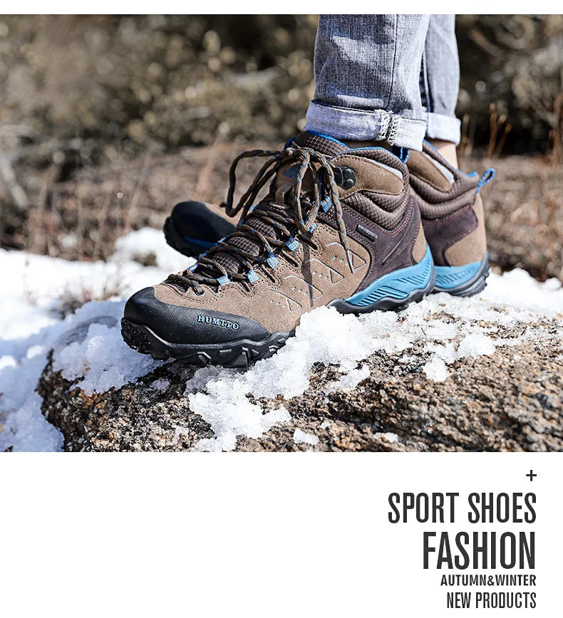 HUMTTO Nouvelles chaussures de randonnée pour homme : baskets d'extérieur imperméables pour homme et femme, en cuir, pour la marche, l'escalade, le trekking et le sport ; bottes pour homme et femme
