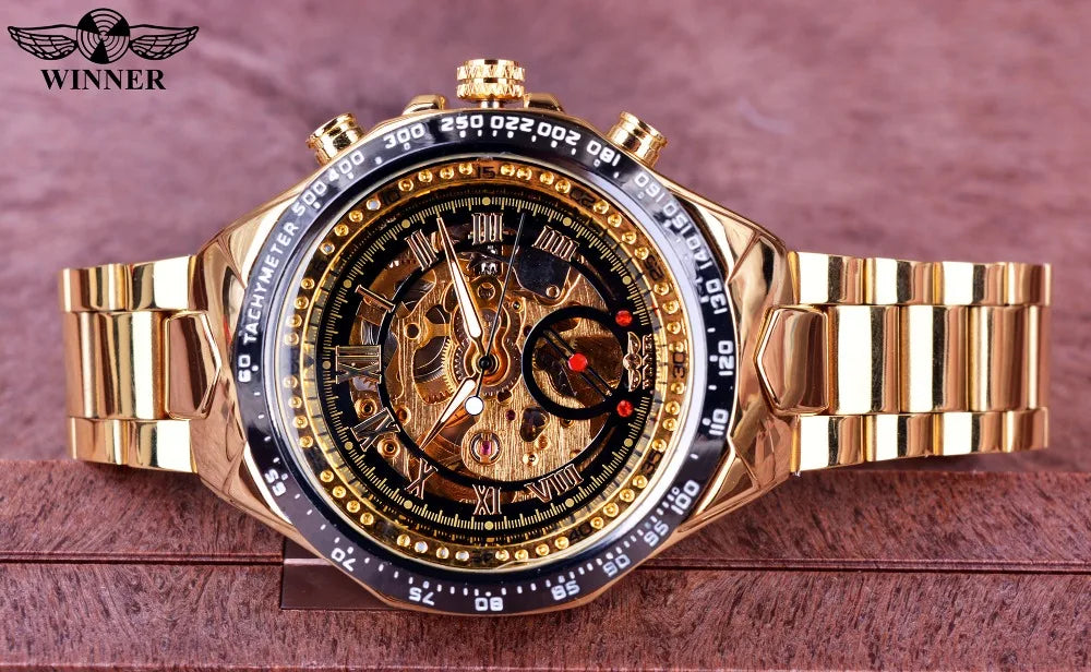 Men’s Automatic Skeleton Luxury Mechanical Watch Sport Bezel
