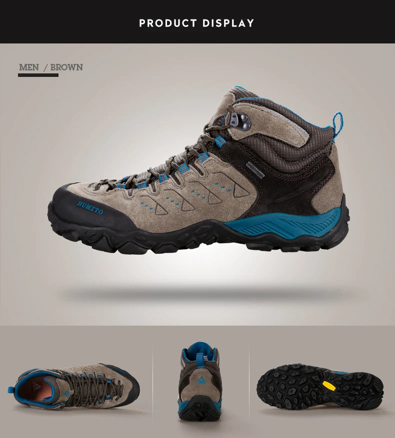 HUMTTO Nouvelles chaussures de randonnée pour homme : baskets d'extérieur imperméables pour homme et femme, en cuir, pour la marche, l'escalade, le trekking et le sport ; bottes pour homme et femme