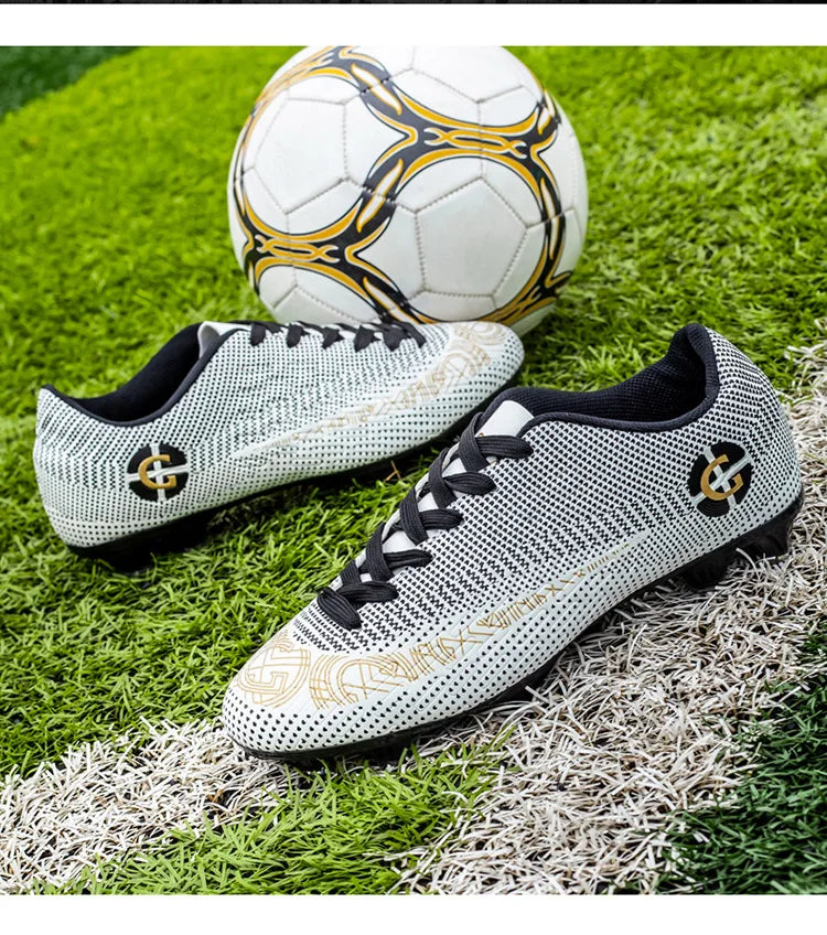 WaterMonkey Adults Men's Football Shoes Long Spike Soccer Shoes Outdoor Lawn AG Cleats Low Top Training Soccer Sneakers