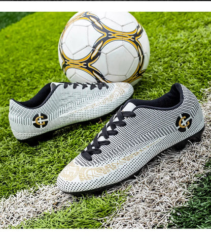 WaterMonkey Adults Men's Football Shoes Long Spike Soccer Shoes Outdoor Lawn AG Cleats Low Top Training Soccer Sneakers