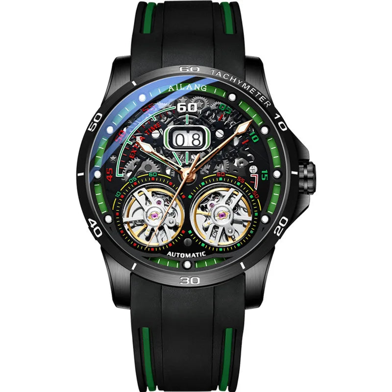 AILANG Super Cool Double Tourbillon Automatic Mechanical Watch Men Luxury Brand Luminous Waterproof Watches Men's Reloj Hombre