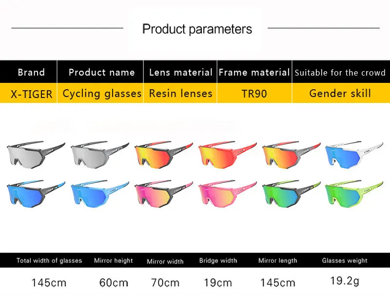 X-TIGER cyklistické brýle, polarizované brýle, cyklistické brýle, sportovní pánské fotochromatické sluneční brýle, brýle pro MTB a silniční kola, 3/5 čoček