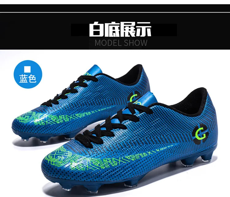 WaterMonkey Adults Men's Football Shoes Long Spike Soccer Shoes Outdoor Lawn AG Cleats Low Top Training Soccer Sneakers