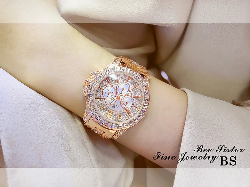 Women Watches Quartz Diamond Luxury Watch Fashion Top Brand Wristwatch Fashion Watch Ladies Crystal Jewelry Rose Gold Watch