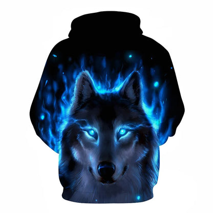Cool Space Galaxy Wolf Hoodie – Herren-Hoodie mit leuchtendem Wolf, modischer Pullover für Frühling und Herbst