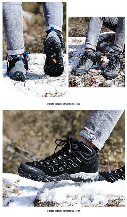 HUMTTO Nouvelles chaussures de randonnée pour homme : baskets d'extérieur imperméables pour homme et femme, en cuir, pour la marche, l'escalade, le trekking et le sport ; bottes pour homme et femme