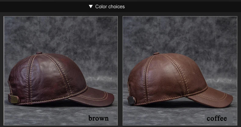 2025 Male Genuine Leather Cowhide 56-60CM Black/Brown Baseball Caps Eagle Print For Man Casual Street Gf Gorras Dad Hat