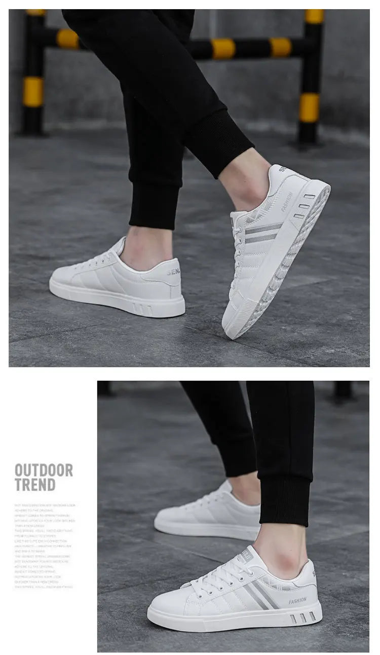 Men's Casual Sneakers Skateboarding Shoes PU Flats Shoes Students Outdoor Sneakers Street Shoes Lace Walking Shoes Plus Size 48