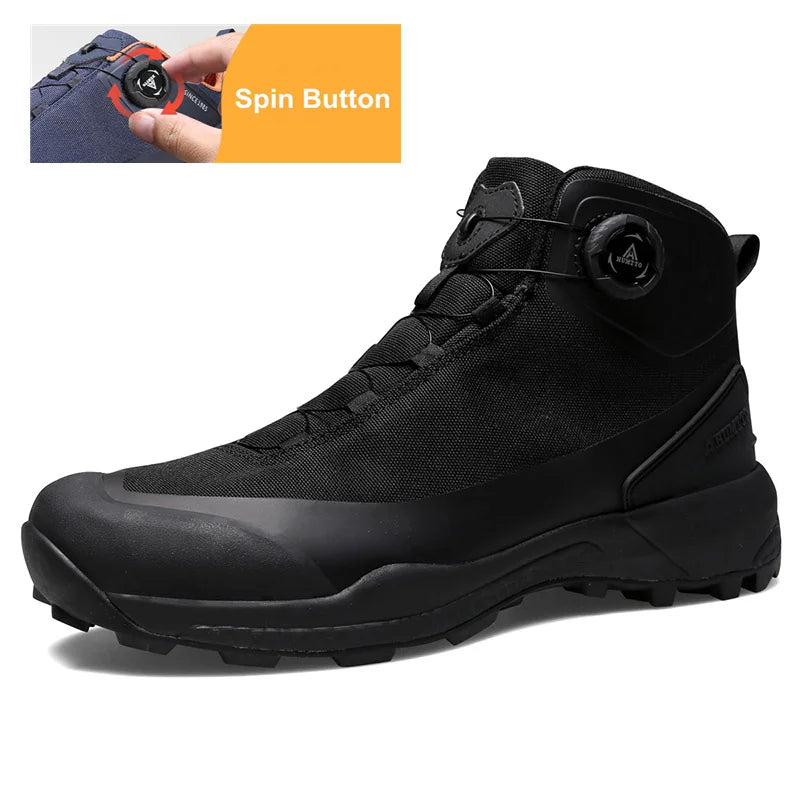 HUMTTO Waterproof Hiking Shoes Mountain Trekking Boots Black Camping Sneakers for Men Safety Climbing Sport Tactical Mens Shoes