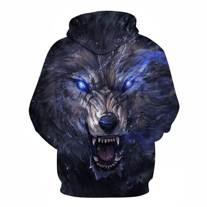 Cool Space Galaxy Wolf Hoodie – Herren-Hoodie mit leuchtendem Wolf, modischer Pullover für Frühling und Herbst