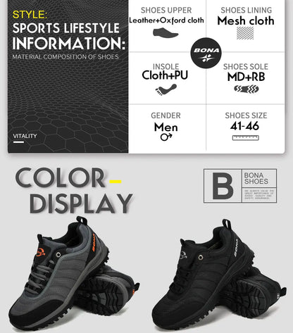 BONA Wanderschuhe Herren Bergsteigerschuhe Outdoor-Sneaker Herrenschuhe Trekking-Sport-Sneaker Herren Bequem