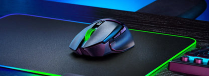 Mouse gaming wireless originale Razer Basilisk V3 X HyperSpeed personalizzabile, sensore ottico 18K, Chroma RGB, 9 comandi programmabili