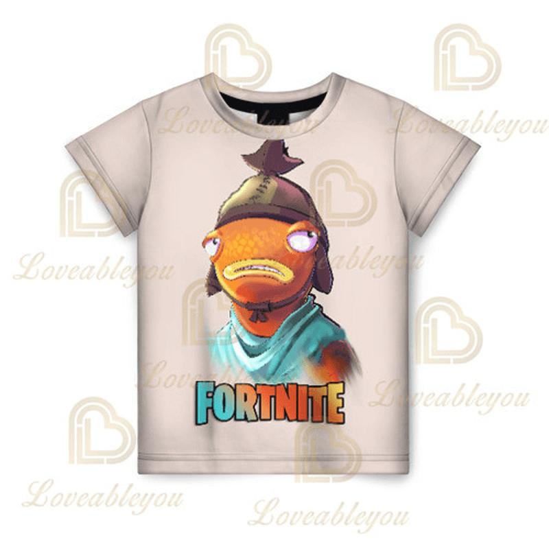 Fortnite-aiheinen uusi kesäinen lasten T-paita, 3D-painettu, pojille ja tytöille, katumuotia, aikuisten ja lasten vaatteet, hauska T-paita, pyöreäkauluksinen paita