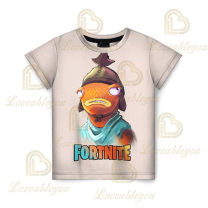 Fortnite-aiheinen uusi kesäinen lasten T-paita, 3D-painettu, pojille ja tytöille, katumuotia, aikuisten ja lasten vaatteet, hauska T-paita, pyöreäkauluksinen paita