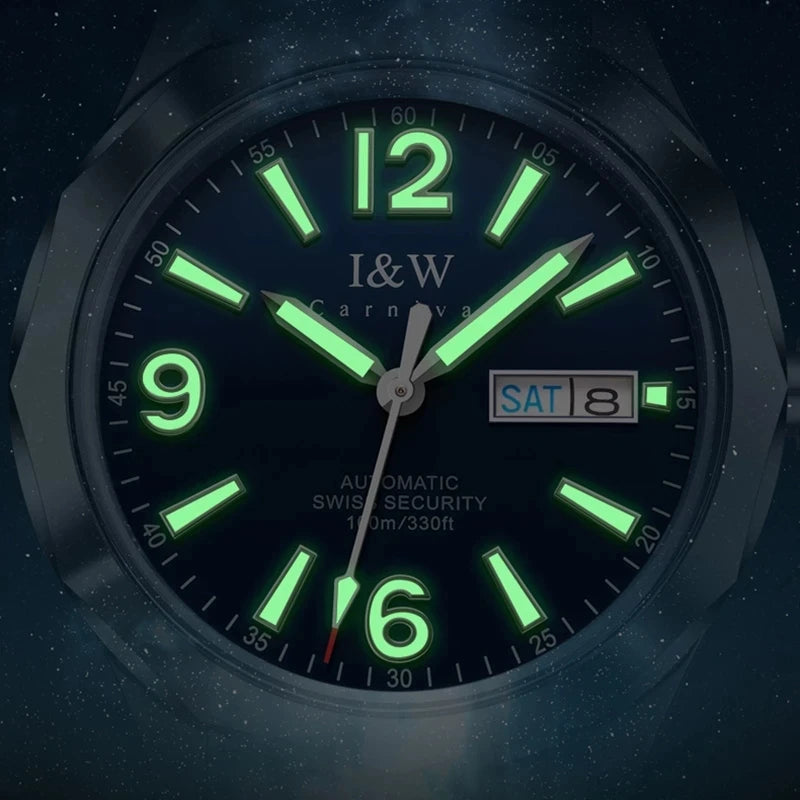 Reloj CARNIVAL para hombre de tungsteno, reloj mecánico de lujo con movimiento automático NH36, reloj de pulsera impermeable para hombre