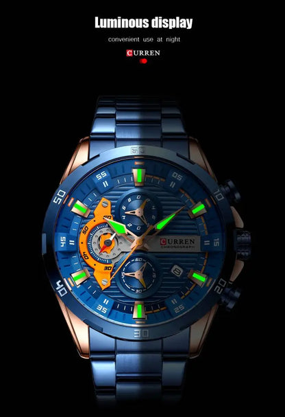 CURREN Men Watch Top Brand Luxury Sports Quartz Mens Watches Full Steel Waterproof Chronograph Wristwatch Men Relogio Masculino