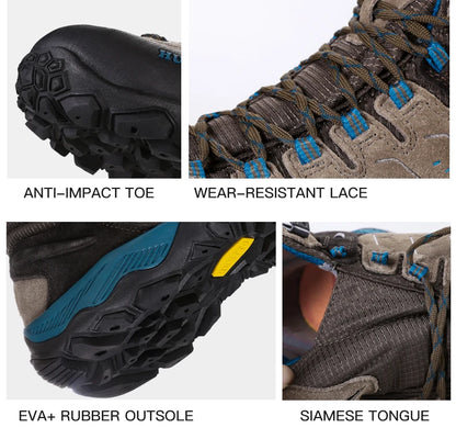 HUMTTO Nouvelles chaussures de randonnée pour homme : baskets d'extérieur imperméables pour homme et femme, en cuir, pour la marche, l'escalade, le trekking et le sport ; bottes pour homme et femme