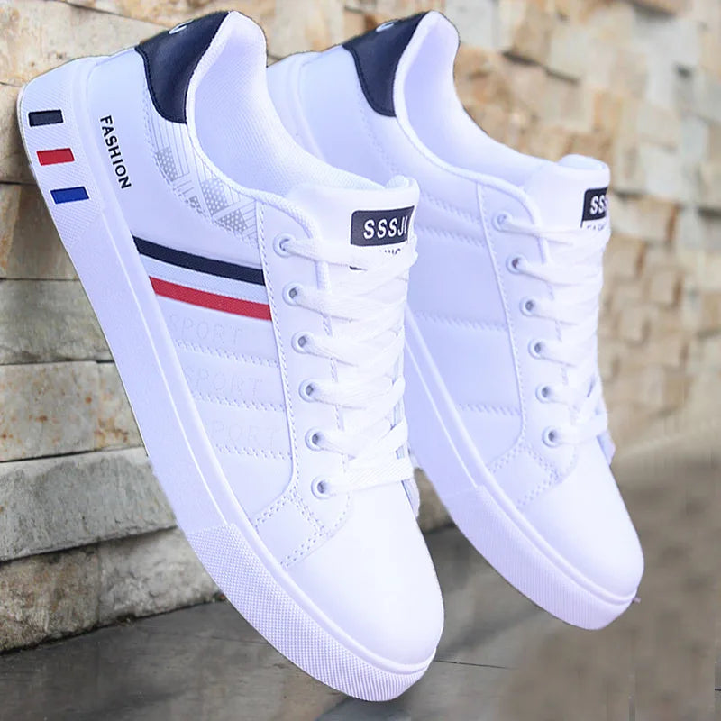 Men's Casual Sneakers Skateboarding Shoes PU Flats Shoes Students Outdoor Sneakers Street Shoes Lace Walking Shoes Plus Size 48