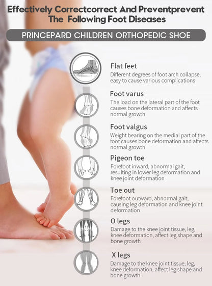 Orthopedic Kids Shoes Princepard Flat Feet Medical Corrcetive Casual Footwear for Toddlers with Arch Support Sneakers