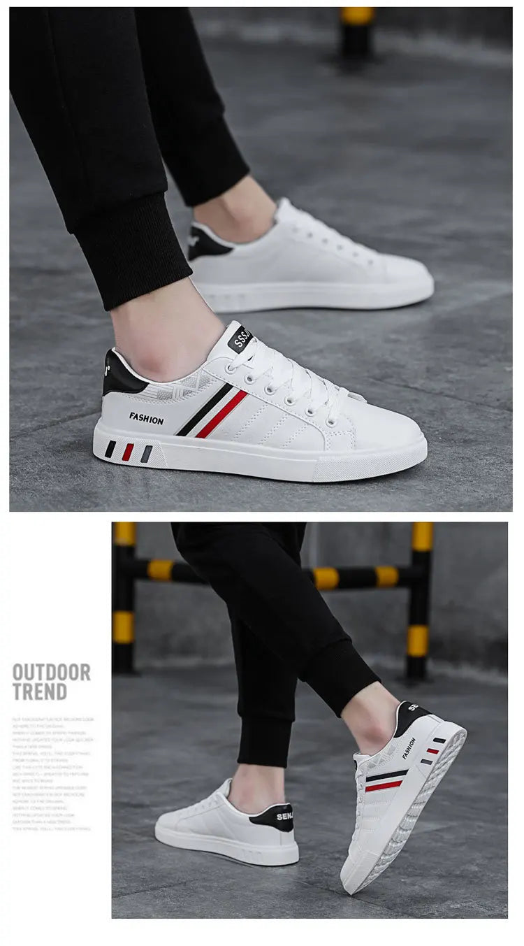 Men's Casual Sneakers Skateboarding Shoes PU Flats Shoes Students Outdoor Sneakers Street Shoes Lace Walking Shoes Plus Size 48