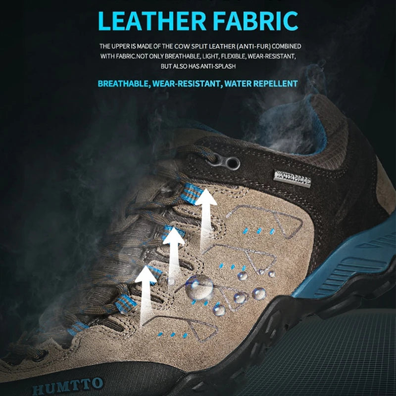 HUMTTO Nouvelles chaussures de randonnée pour homme : baskets d'extérieur imperméables pour homme et femme, en cuir, pour la marche, l'escalade, le trekking et le sport ; bottes pour homme et femme