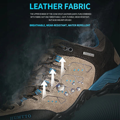 HUMTTO Nouvelles chaussures de randonnée pour homme : baskets d'extérieur imperméables pour homme et femme, en cuir, pour la marche, l'escalade, le trekking et le sport ; bottes pour homme et femme