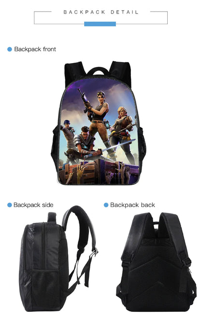 „Fortnite Kids“ 3 vnt. kuprinių rinkinys: moteriškos kuprinės, biuro reikmenys paauglėms mergaitėms ir berniukams, nešiojamojo kompiuterio kuprinė, kasdieninė kelioninė kuprinė