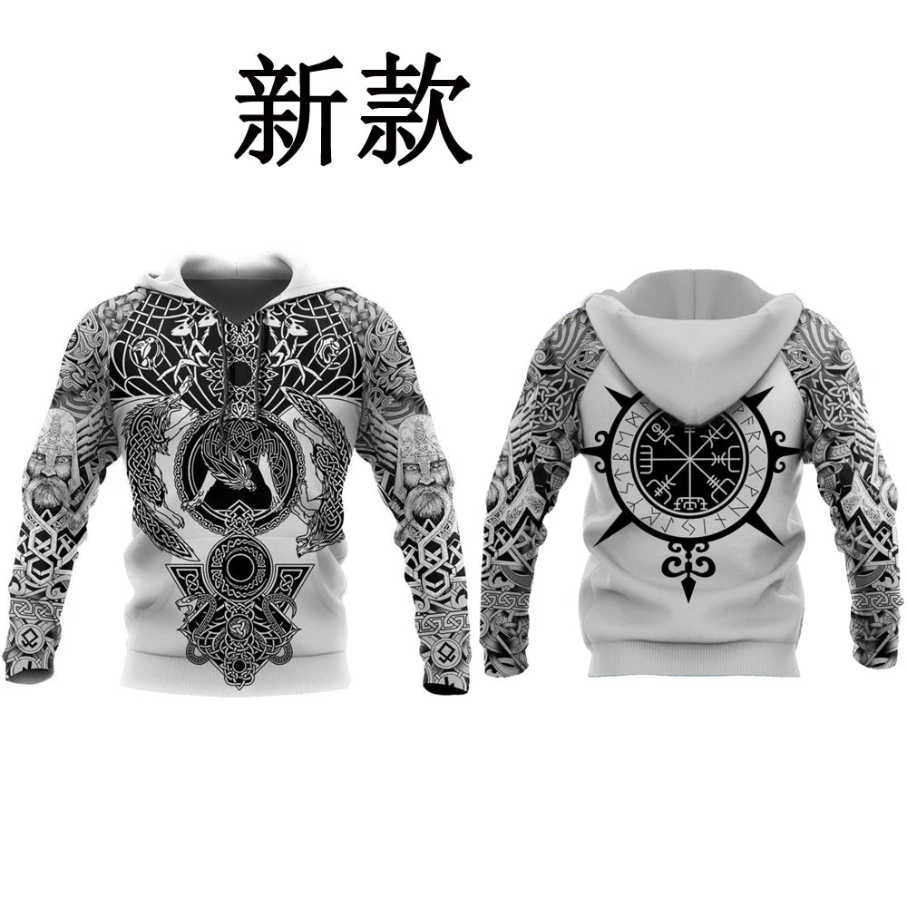 Fenrir Wolf Valknut Tattoo 3D-tulostetut miesten hupparit Harajuku-muoti Huppari Syksy Unisex-huppari sudadera hombre