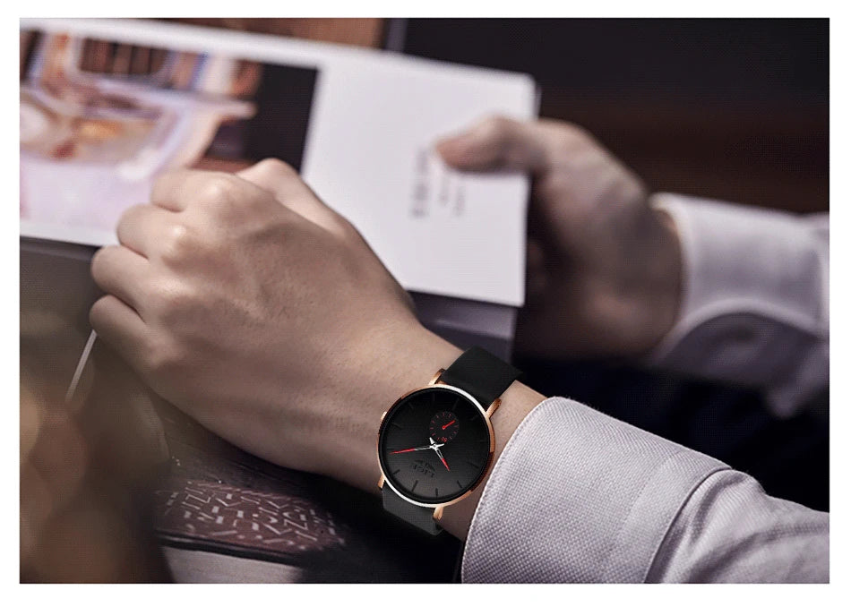 Montre pour homme LIGE – Style sportif et tendance, marque de luxe, étanche, design épuré et ultra-fin, montre à quartz pour homme.