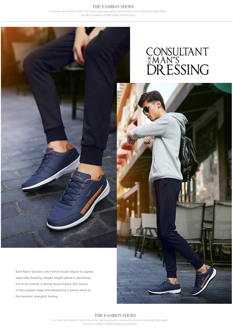 Skórzane męskie buty sportowe – modne, codzienne, włoskie, oddychające, rekreacyjne, męskie trampki, obuwie antypoślizgowe, męskie buty wulkanizowane