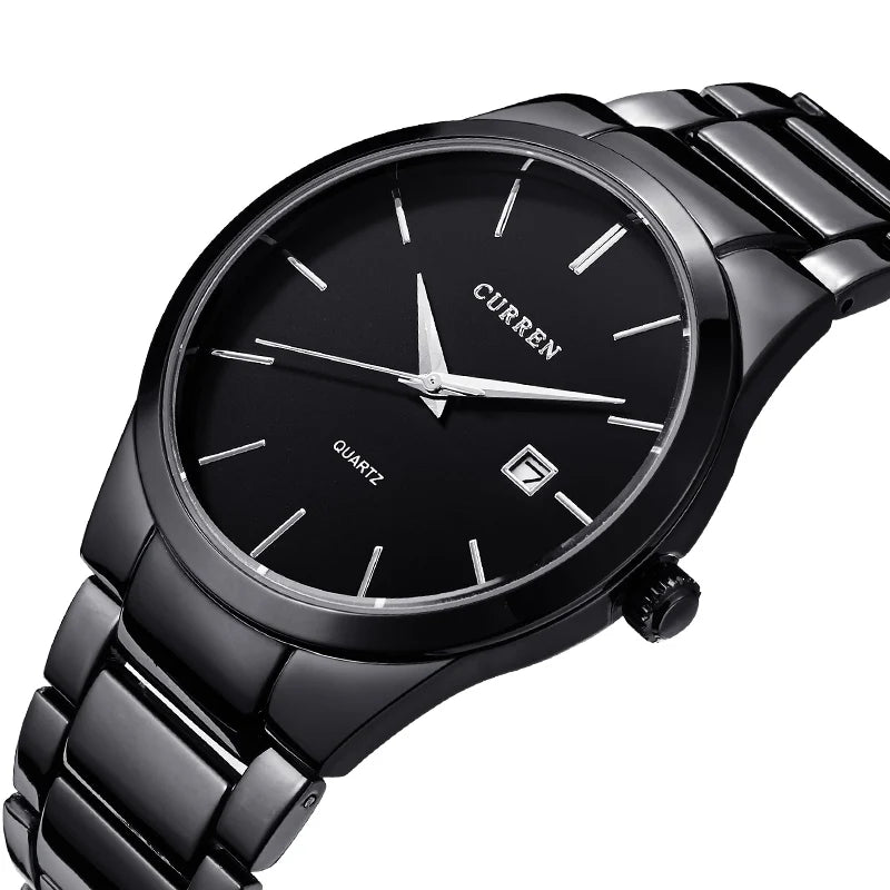 Montre pour homme Curren – Montre de luxe de grande marque, entièrement en acier, avec affichage de la date, montre à quartz tendance, idéale pour un style professionnel.