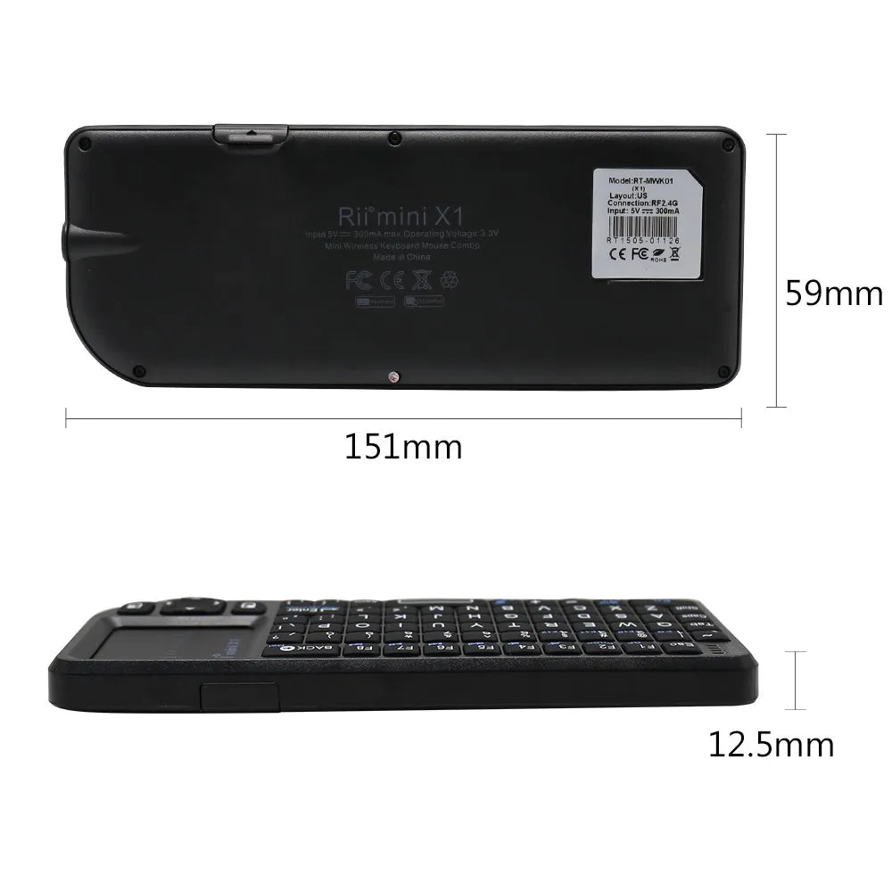 Original Rii X1 2.4GHz Mini-Wireless-Tastatur Englisch/RU/ES/FR mit Touchpad für Android TV Box/PC/Laptop