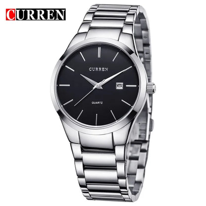 Montre pour homme Curren – Montre de luxe de grande marque, entièrement en acier, avec affichage de la date, montre à quartz tendance, idéale pour un style professionnel.