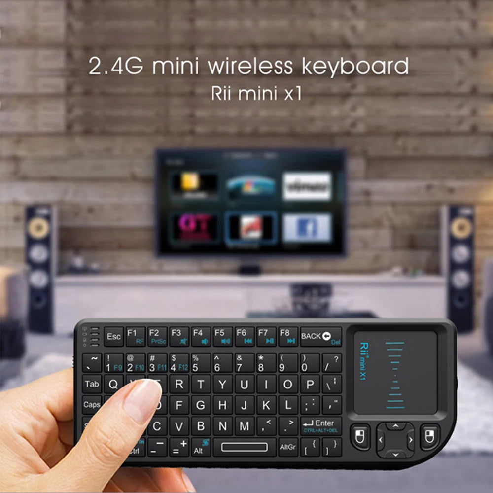 Original Rii X1 2.4GHz Mini-Wireless-Tastatur Englisch/RU/ES/FR mit Touchpad für Android TV Box/PC/Laptop
