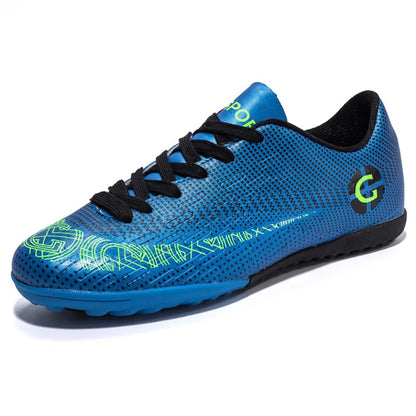 WaterMonkey Adults Men's Football Shoes Long Spike Soccer Shoes Outdoor Lawn AG Cleats Low Top Training Soccer Sneakers
