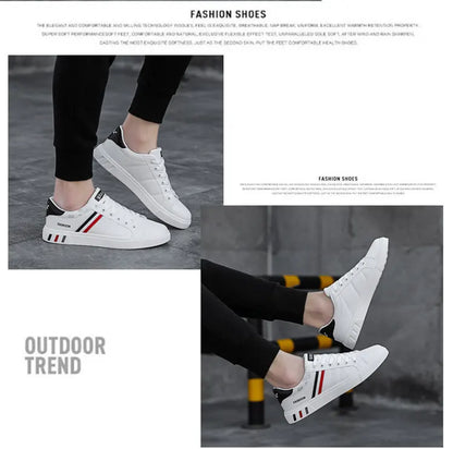 Men's Casual Sneakers Skateboarding Shoes PU Flats Shoes Students Outdoor Sneakers Street Shoes Lace Walking Shoes Plus Size 48