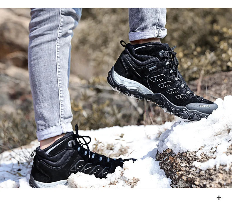 HUMTTO Nouvelles chaussures de randonnée pour homme : baskets d'extérieur imperméables pour homme et femme, en cuir, pour la marche, l'escalade, le trekking et le sport ; bottes pour homme et femme