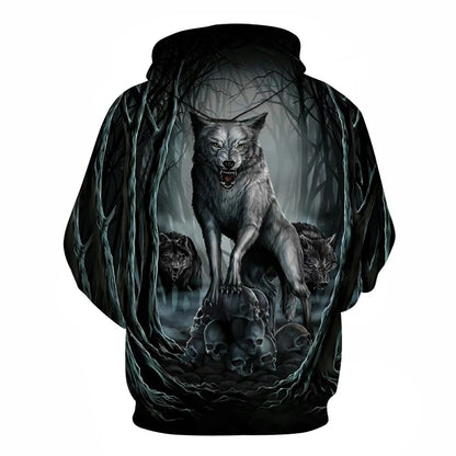 Cool Space Galaxy Wolf Hoodie – Herren-Hoodie mit leuchtendem Wolf, modischer Pullover für Frühling und Herbst