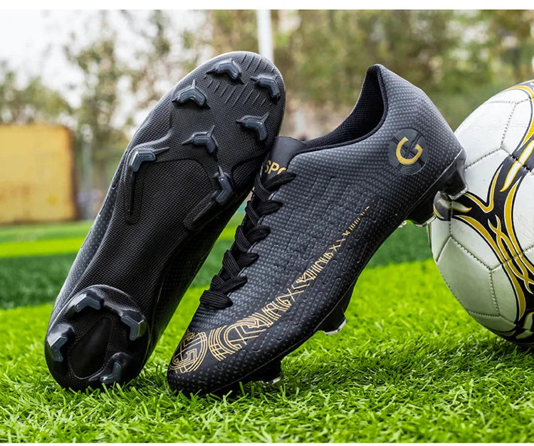 WaterMonkey Adults Men's Football Shoes Long Spike Soccer Shoes Outdoor Lawn AG Cleats Low Top Training Soccer Sneakers