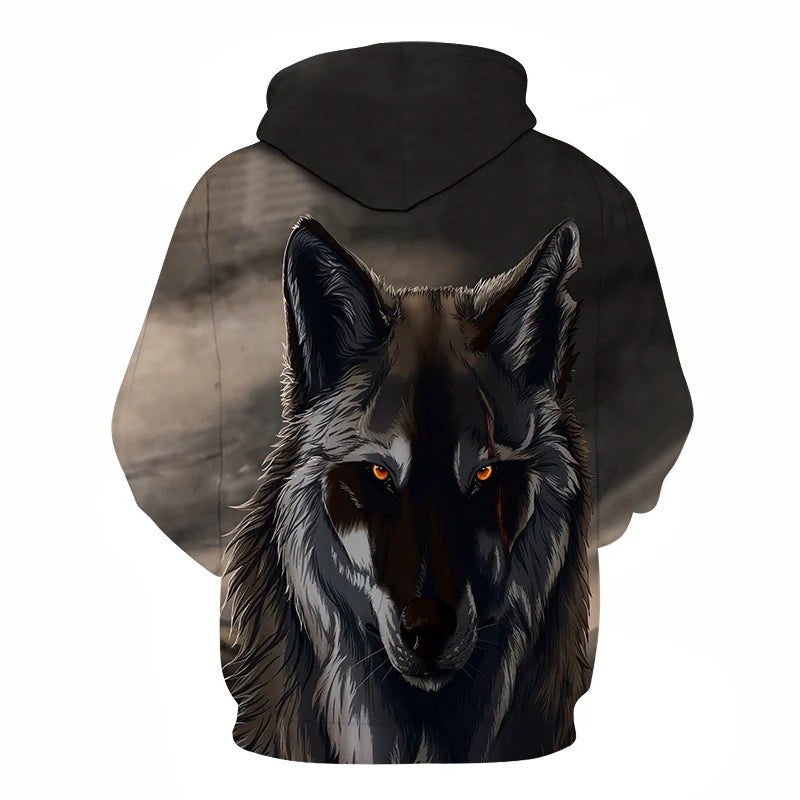 Cool Space Galaxy Wolf Hoodie – Herren-Hoodie mit leuchtendem Wolf, modischer Pullover für Frühling und Herbst