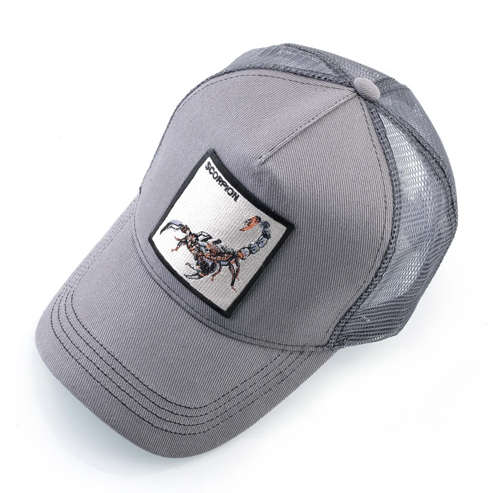K Four Season Men's Trucker Caps With Scorpion Patch Snapback Hip Hop Baseball Cap For Women Adjustable Unisex Baseball Hats