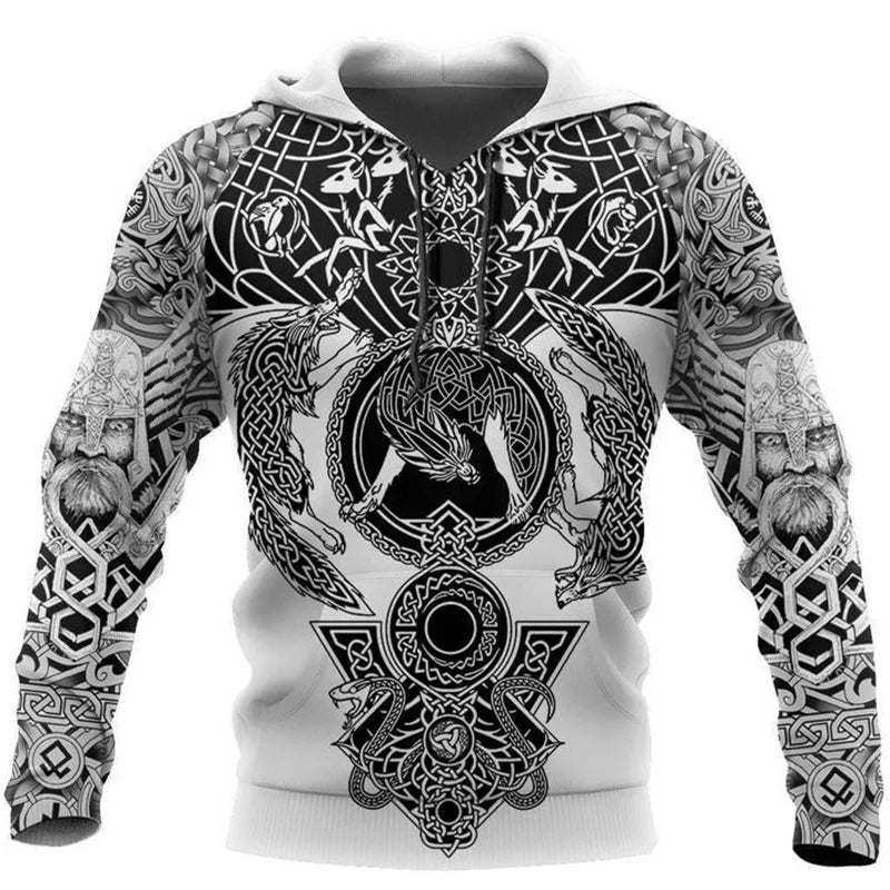 Fenrir Wolf Valknut Tattoo 3D-tulostetut miesten hupparit Harajuku-muoti Huppari Syksy Unisex-huppari sudadera hombre
