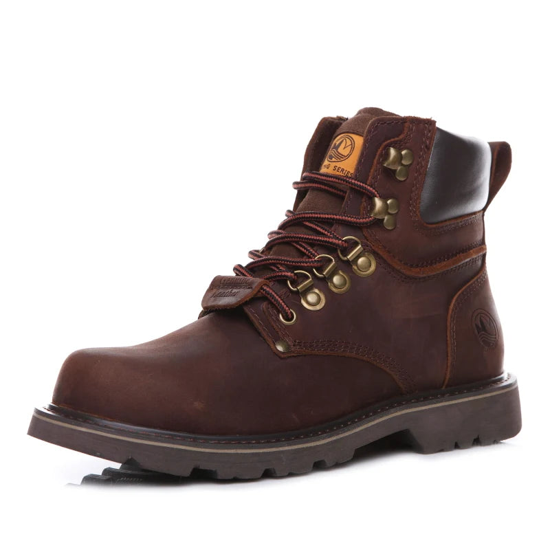 KOWM Cowhide Outdoor Men Hiking Shoes Waterproof Tactical Desert shoes Hunting Boots Snow Boots Fur Sneaker Women Trekking Shoes