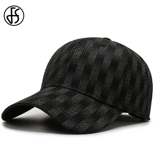FS Luxury Brand Plaid Baseball Caps For Men Black Gray Summer Cotton Women Elastic Hats Vintage  Designer Hat Casquettes Hommes