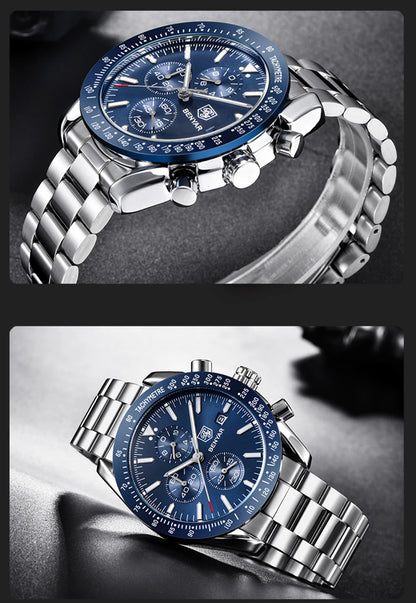 Relojes de lujo para hombre BENYAR: relojes de pulsera de cuarzo con correa de piel, resistentes al agua hasta 30 m, estilo deportivo.
