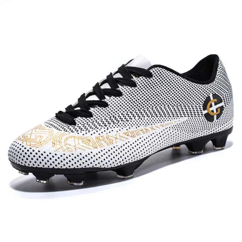 WaterMonkey Adults Men's Football Shoes Long Spike Soccer Shoes Outdoor Lawn AG Cleats Low Top Training Soccer Sneakers